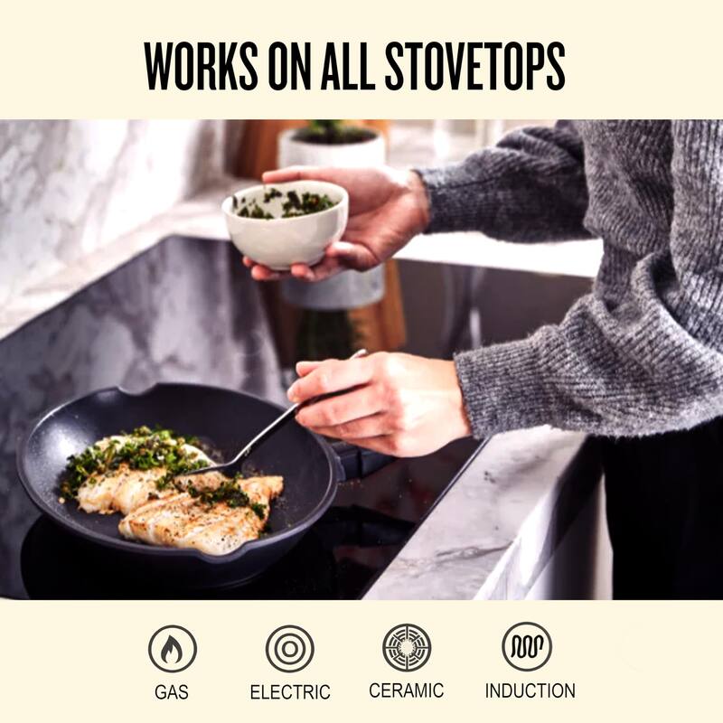 Alva Energy Ceramic Nonstick Fish Pan 13.4" Oval Frying Pan for Cooking Fish