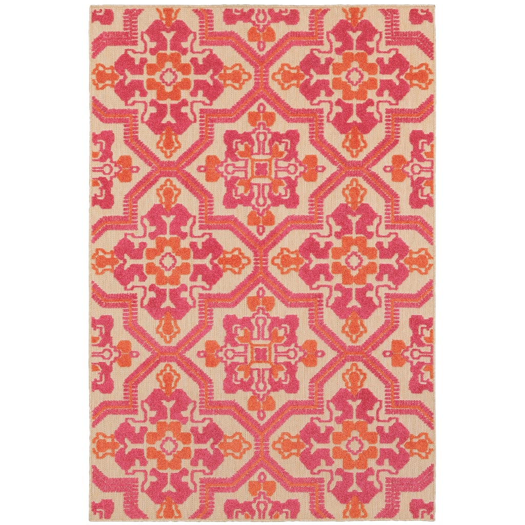 Chattanooga Sand Pink Geometric Medallion Outdoor Casual Area Rug