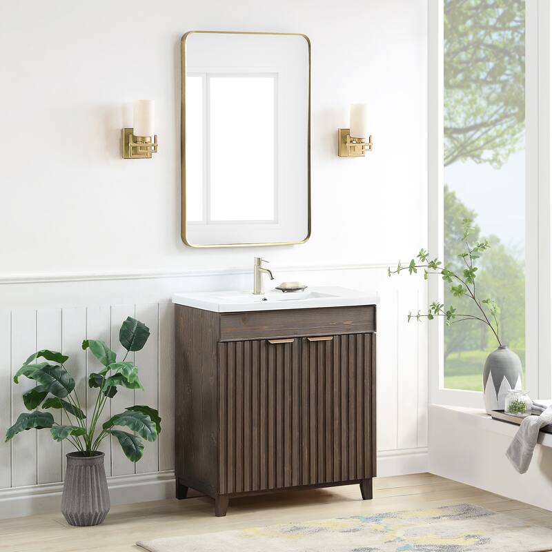 Palos Single Bath Vanity with Ceramic Basin Top without Mirror