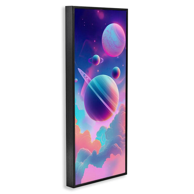 Stupell Pastel Clouds with Planets Framed Giclee Art Design By Wumples