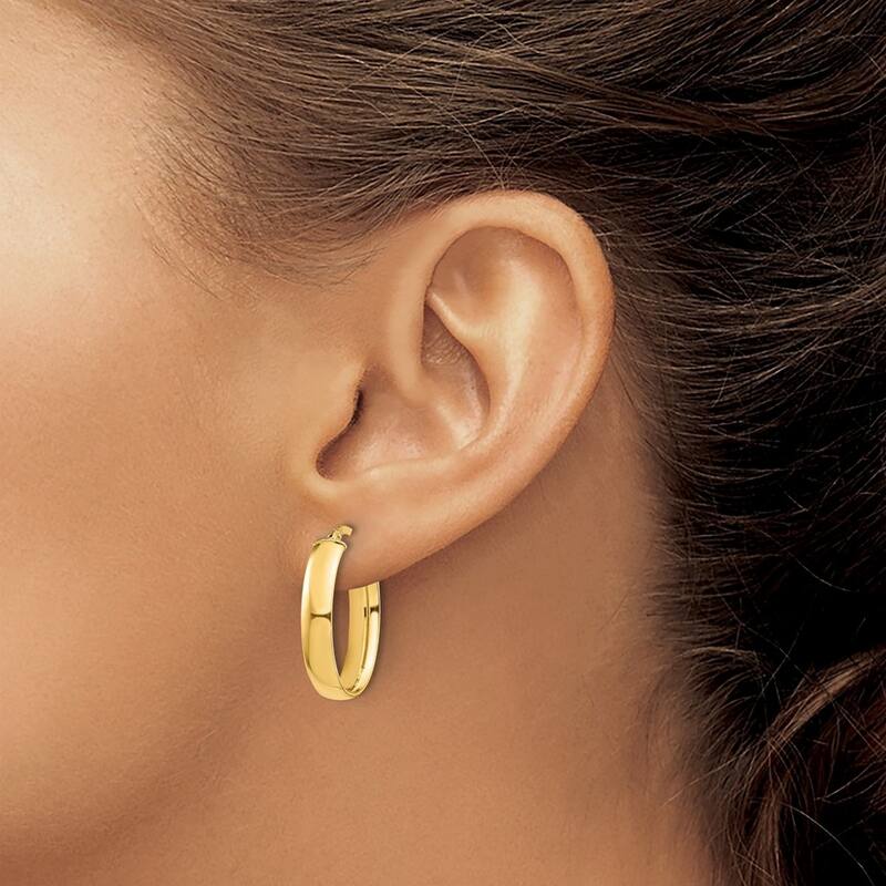 Curata 14k Yellow Gold High Polished Oval Hoop Earrings - 25.35x16.77mm