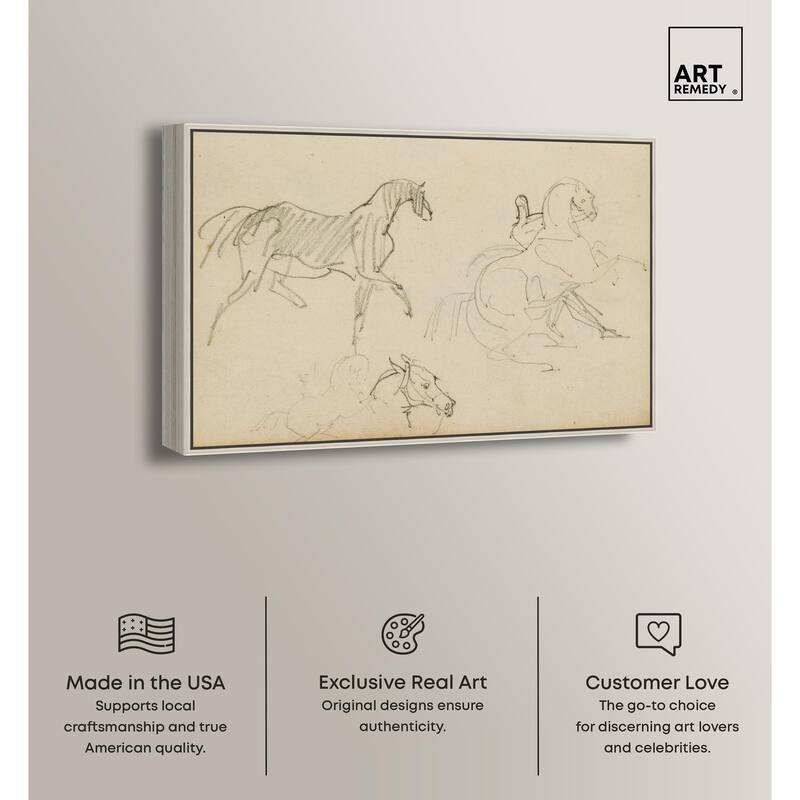 Gericault - Three horse studies Canvas by Art Remedy
