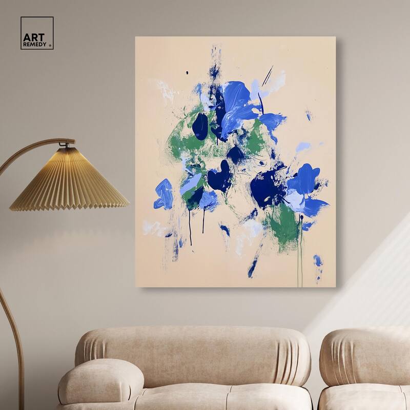 Sapphire Scrawl Canvas by Art Remedy, Gallery Wrapped