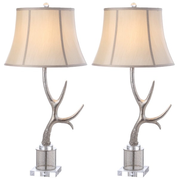 Silver antler shop table lamp