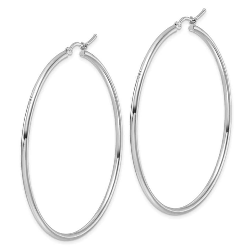 Curata 14k White Gold Polished Hoop Earrings - 55x55mm