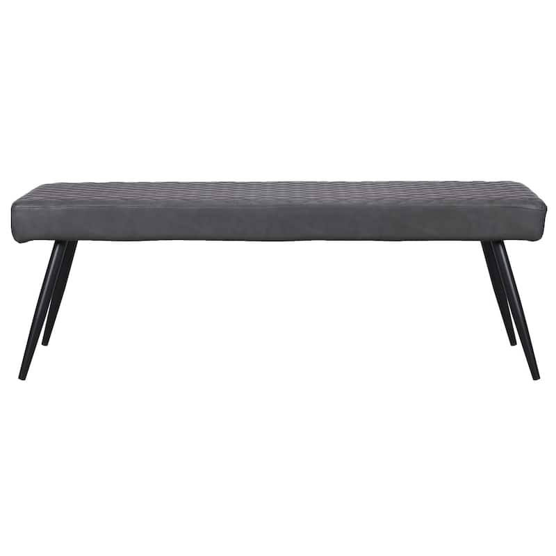 HomeRoots 54" Dark Gray and Black Faux Leather Upholstered Dining Bench - 53.54' X '18.7' X '16.54