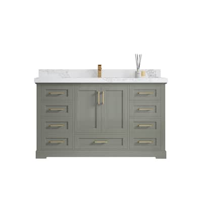 Willow Collection 60 in W x 22 in D x 36 in H Boston Single Bowl Sink Bathroom Vanity with Countertop