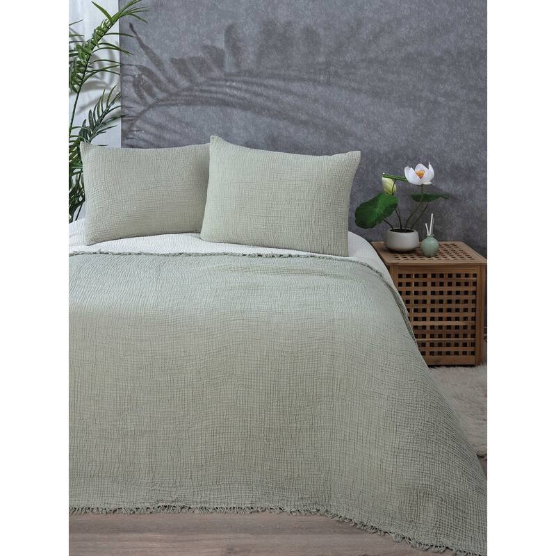 Sussexhome Soft Turkish Cotton Muslin Bed Shams, 2 Pieces Shams - Green - 20x35 inches