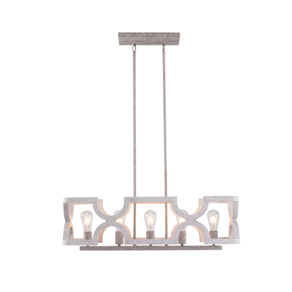 CurveCurio Farmhouse 5-Light Wood Chandelier Kitchen Island Pendant Lighting for Dining Room