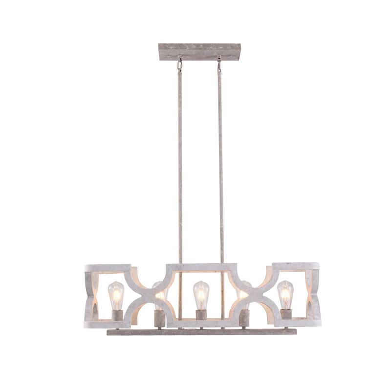 Cusp Barn Farmhouse 5-Light Wood Chandelier Rustic Kitchen Island Lighting Modern Pendant Light Fixture
