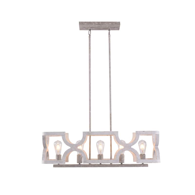 Oaks Aura French Country 5-Light Linear Wood Chandelier Rustic Wood Kitchen Island Light
