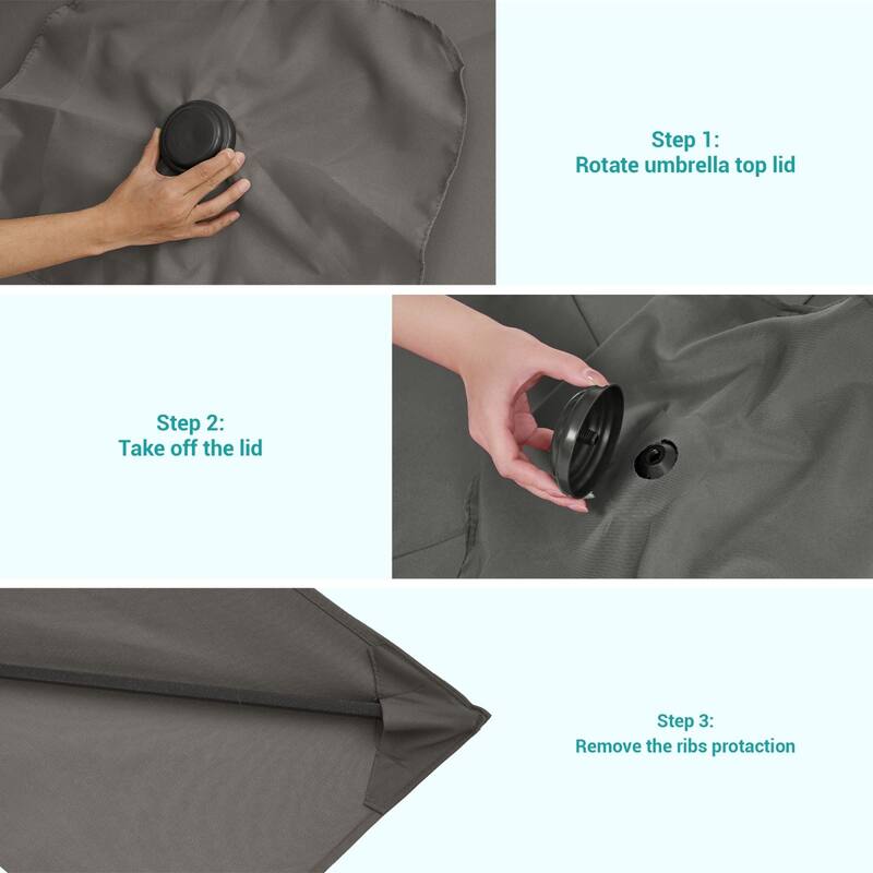 Bonosuki 10x6.5ft Rectangular Aluminum Patio Market Umbrella