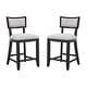 preview thumbnail 6 of 15, Set of 2 High Barstool with Back Upholstered Dining Chair, Wooden Frame Bar Chair for Home Bar, Kitchen Counter, Beige+Black