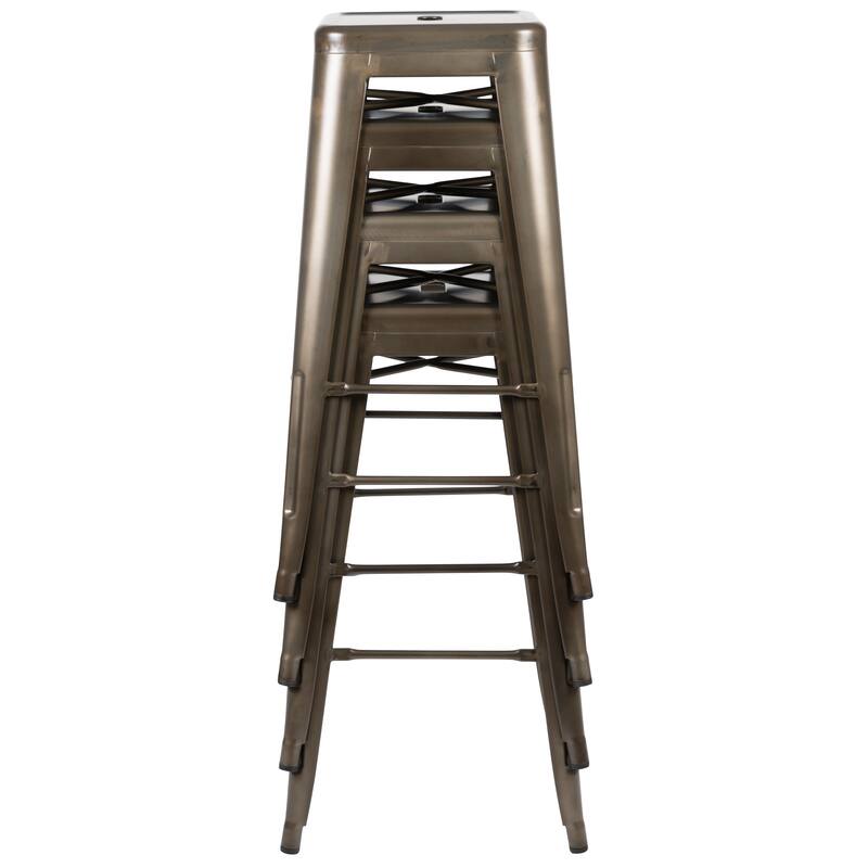 Metal 30-inch High Indoor Stackable Bar Stool (Set of 4)