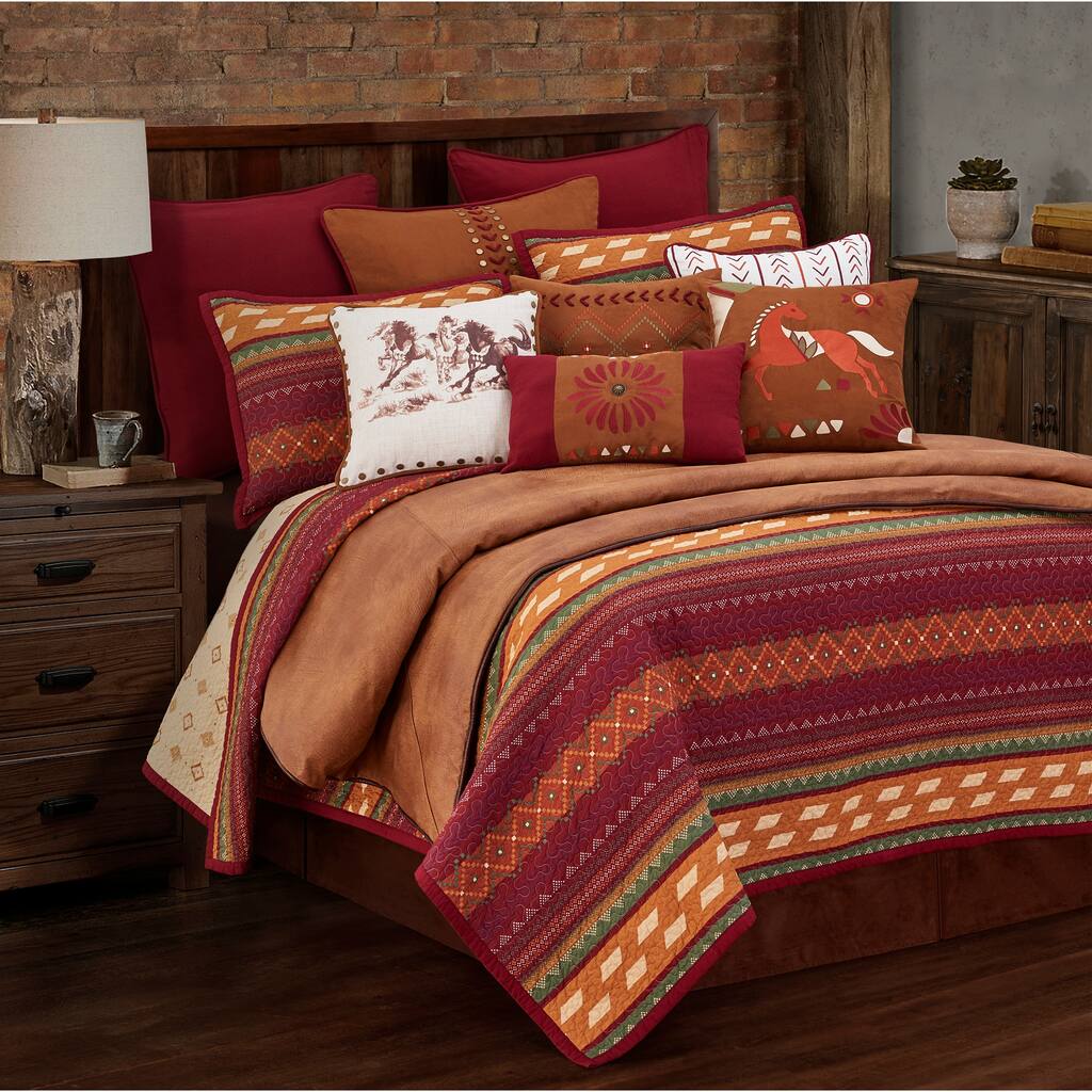 Paseo Road Solace Southwestern Rustic Geometric 3 Piece Reversible Quilt Set