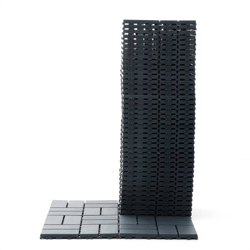 Plastic Interlocking Deck Tiles,44 Pack Patio Deck Tiles,12"x12" Square Waterproof Outdoor All Weather Use, Patio Decking Tiles