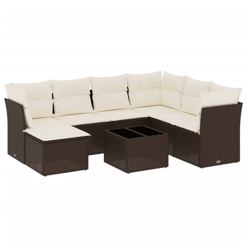 vidaXL Garden Sofa Set Brown, Cream White - 21.7 x 21.7 x 14.6