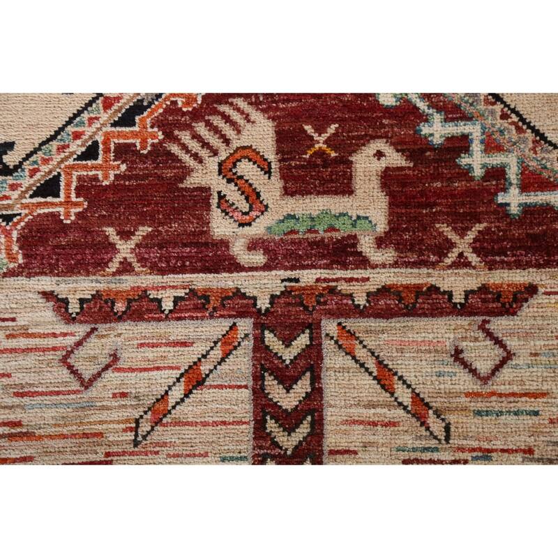 Tribal Geometric Kazak Oriental Home Decor Area Rug Wool Hand-knotted - 6'4" x 9'8"