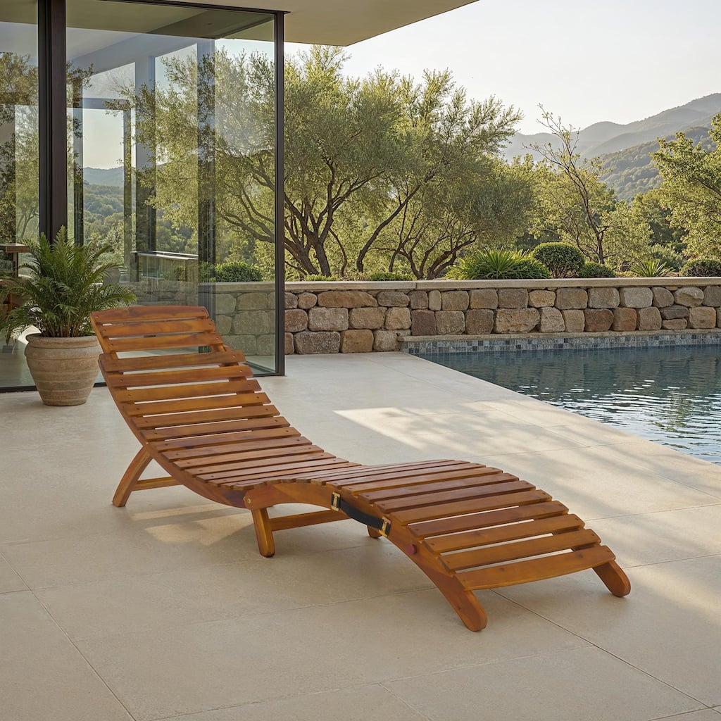 SAFAVIEH Outdoor Living Fanty Folding Sunlounger - 21"W x 72"D x 25"H