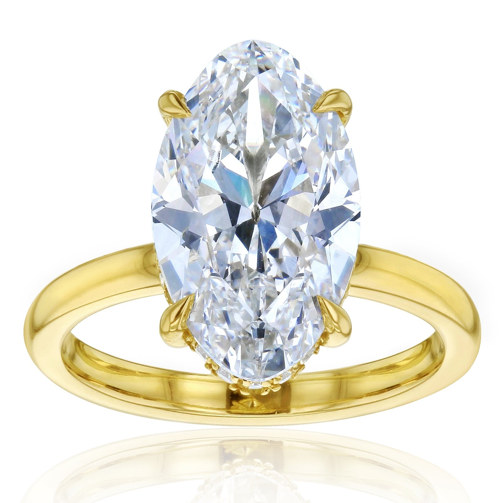 Kobelli 4 Carats Moval Lab Grown Diamond Certified Solid 14k Gold Hidden Halo Statement Engagement Ring