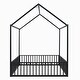 preview thumbnail 11 of 12, Black Full Size Metal House Bed with Fence, Roof and Door for Kids, Boys and Girls, Bedroom