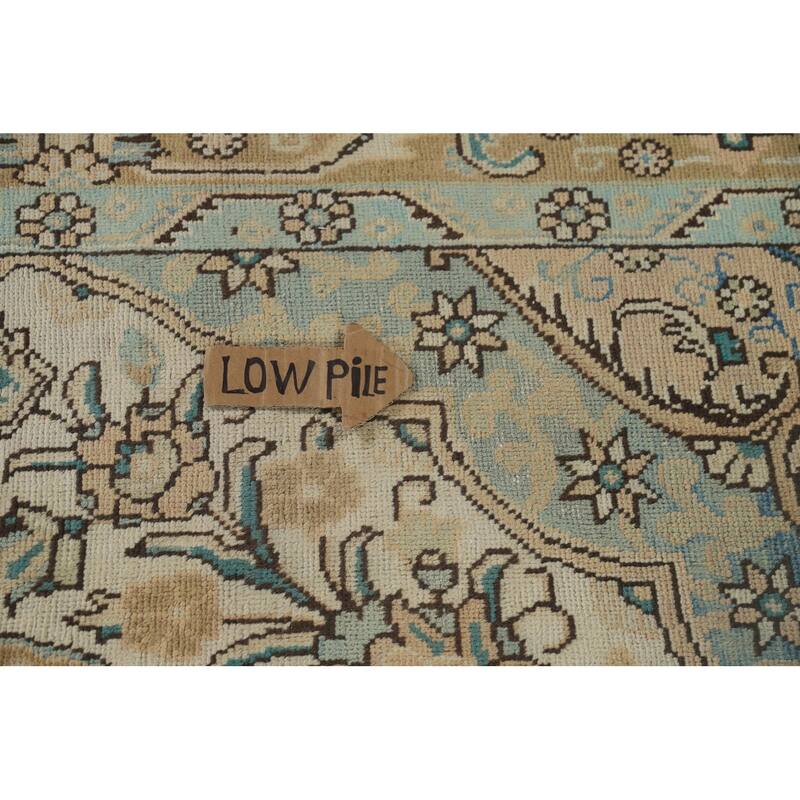 Tabriz Vintage Persian Area Rug Handmade Traditional Peach Wool Carpet - 9'7" x 12'8"