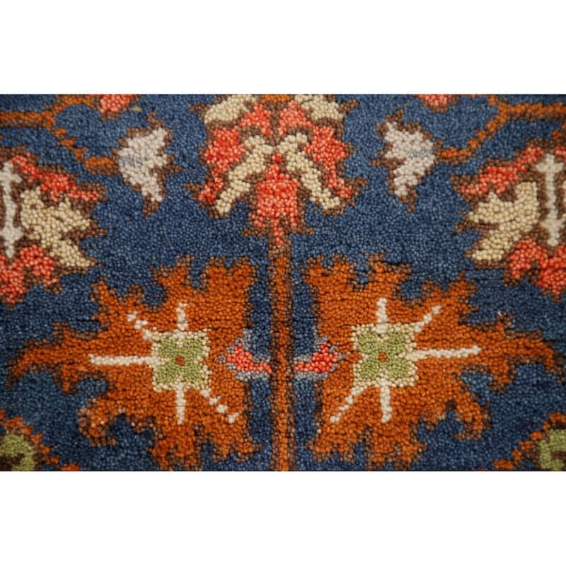 Blue Floral Heriz Serapi Indian Accent Rug Handmade Wool Carpet - 3'0"x 5'0"