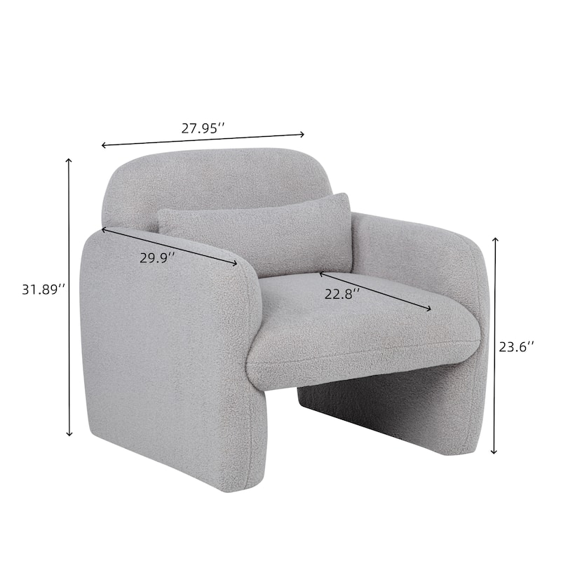 Minimalist Single Sofa Chair Accent Chair with Armrests, Armchair Lounge Chair Gray Leisure Chair Reading Chair