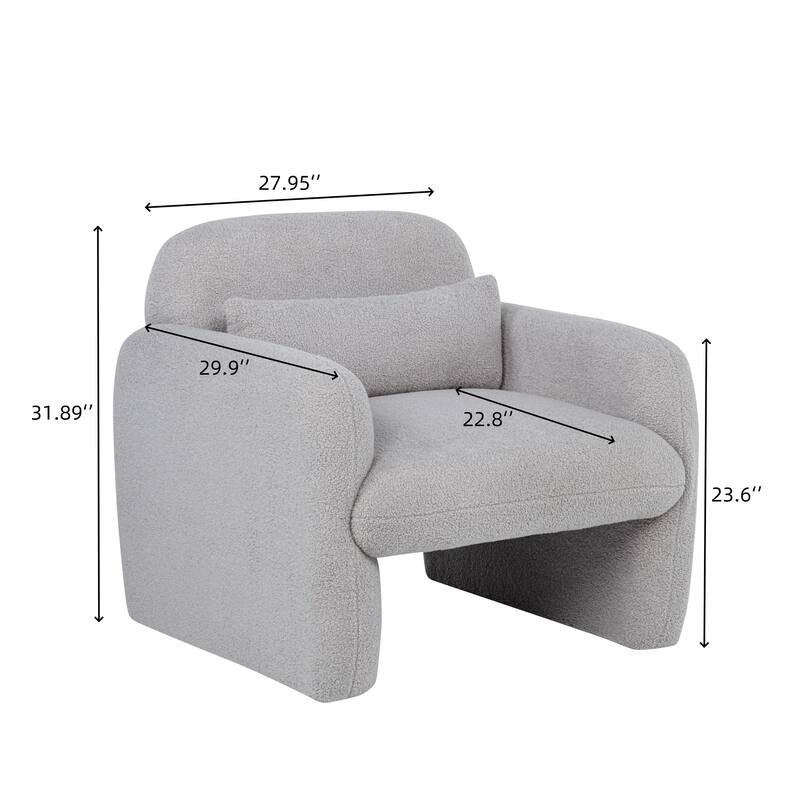 Stylish and Minimalist Teddy Fleece Single Sofa Chair with Arms and Pillow