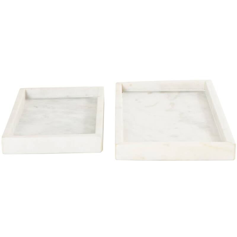 CosmoLiving by Cosmopolitan Marble Tray with Raised Border (Set of 2) - White, Black, Green