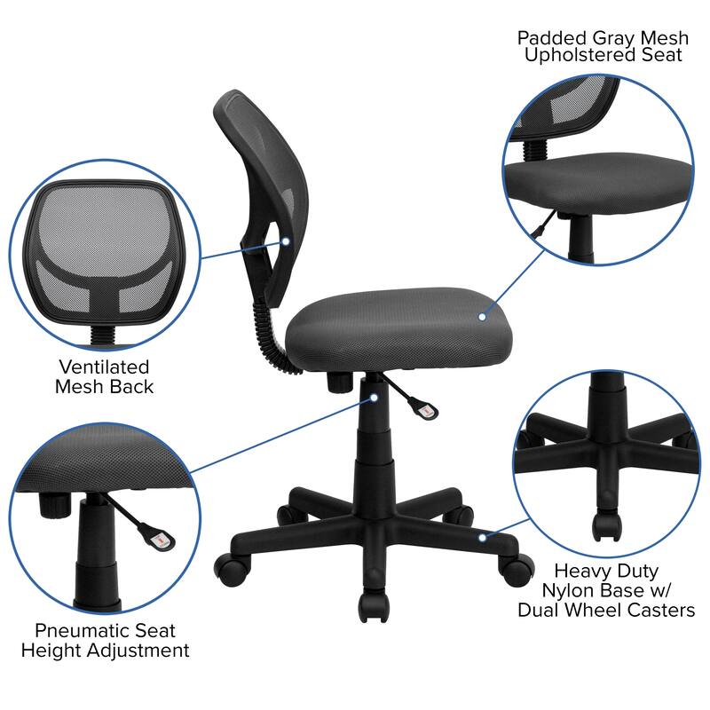 Low Curved Back Mesh Swivel Task Office Chair