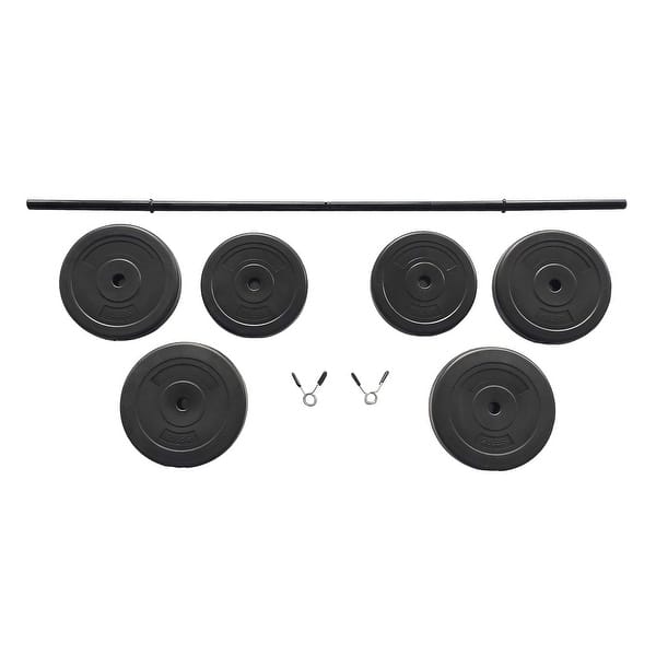 BalanceFrom Fitness Home Gym Steel Barbell Vinyl Weight Lifting Set, 100  Pounds - On Sale - Bed Bath & Beyond - 35233513