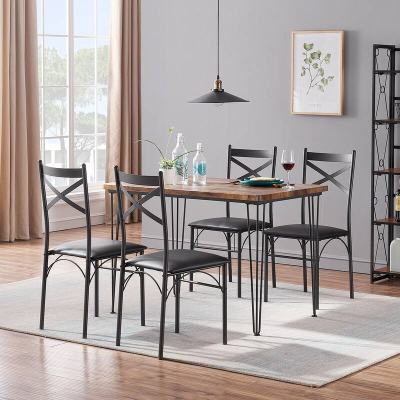 VECELO 5-Pieces Dining Set with Dining Chairs Set of 4