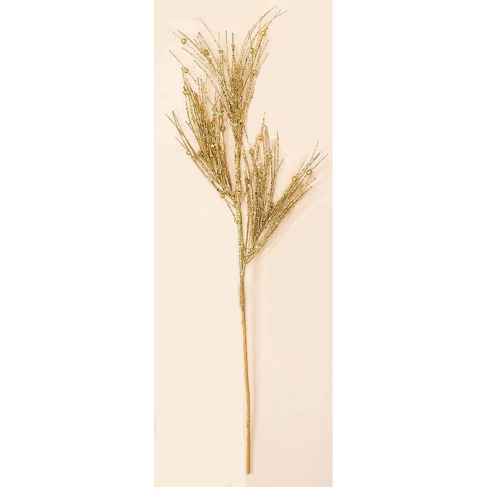 28" Glitter Pine Spray, Gold, Set of 3 - Gold