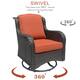 OVIOS 3-piece Rattan Wicker Rocking Swivel Chair Set