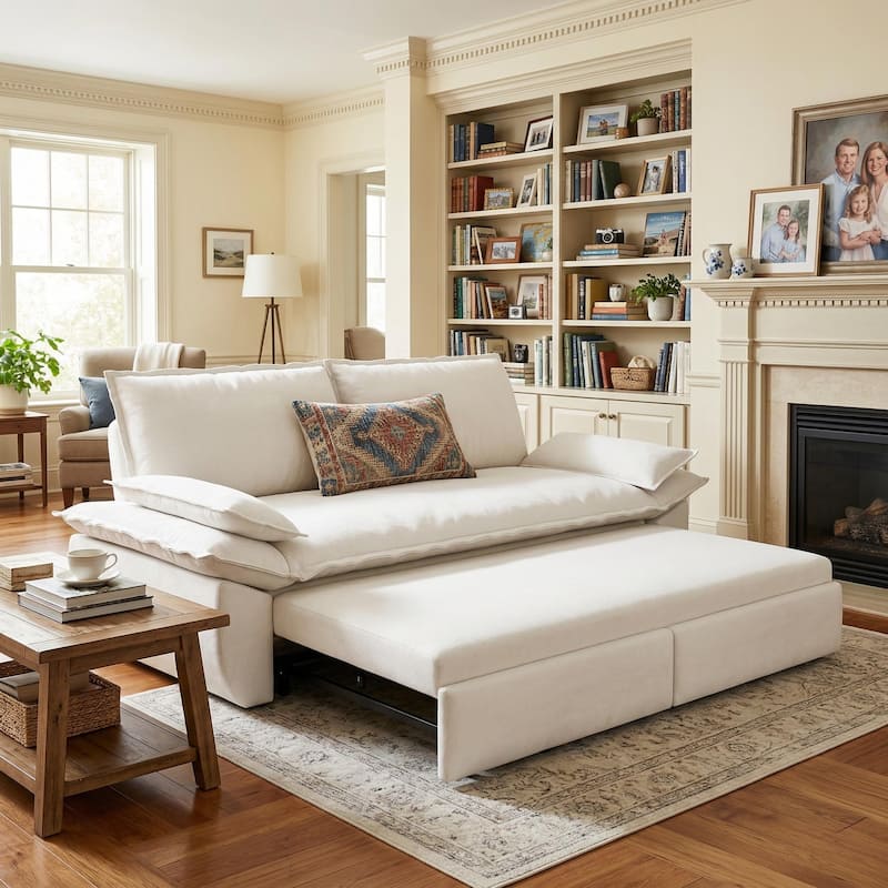 Homy Casa 72'' Queen Pull Out Sofa Bed, 3-in-1 Corduroy Sleeper Couch