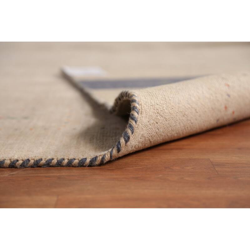 Light Brown Gabbeh Indian Area Rug Handmade Wool Carpet - 7'10" x 9'9"