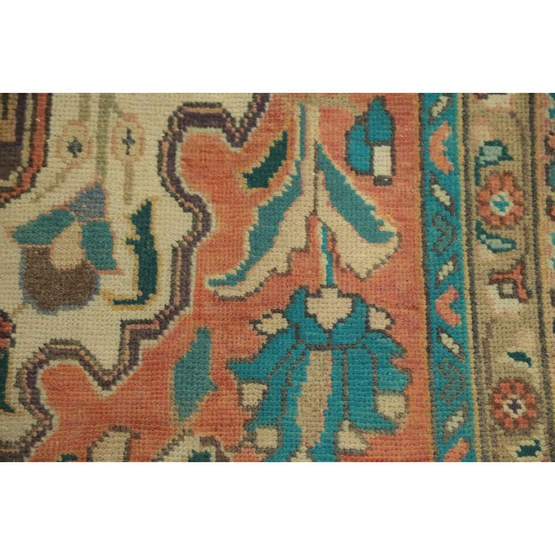 Hand Knotted Oriental 100% Wool Carpet Traditional Medallion Oranges & Rust Tabriz Area Rug - 5' 1'' X 3' 1''