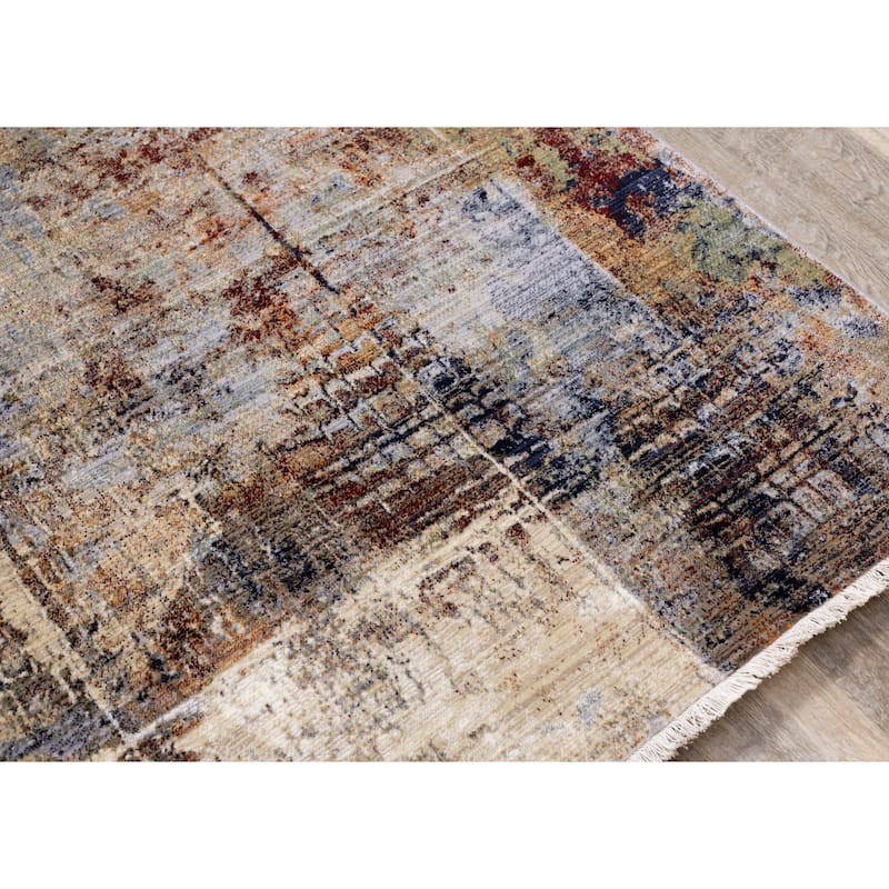 Sydney Collection - Red/Blue/Beige Distressed Patches Rug