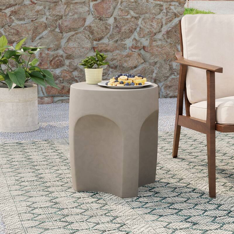 COSIEST Outdoor Side Table,Concrete Accent Table - Grey