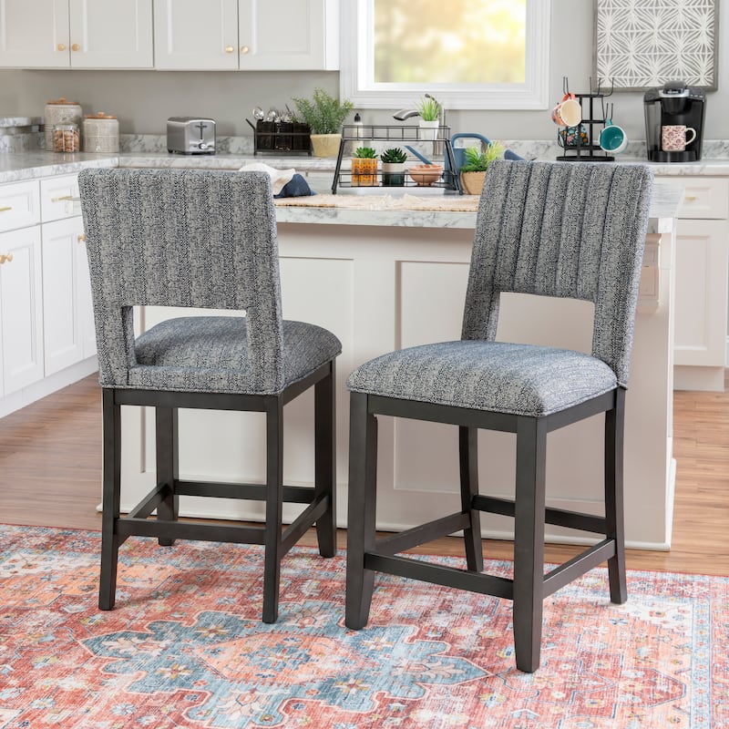 Wilson Grey Upholstered 25-Inch Counter Stool (Set of 2)