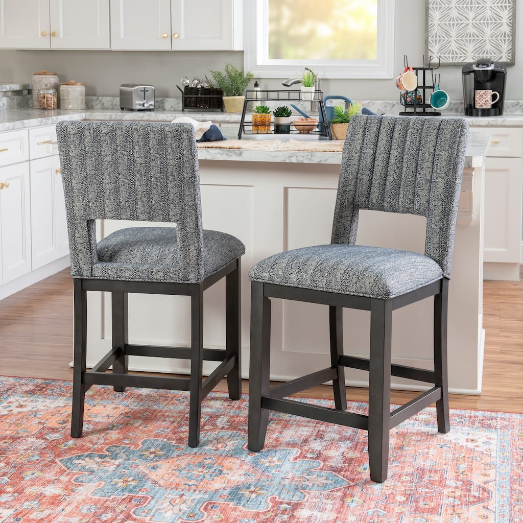 Wilson Grey Upholstered 25-Inch Counter Stool (Set of 2)