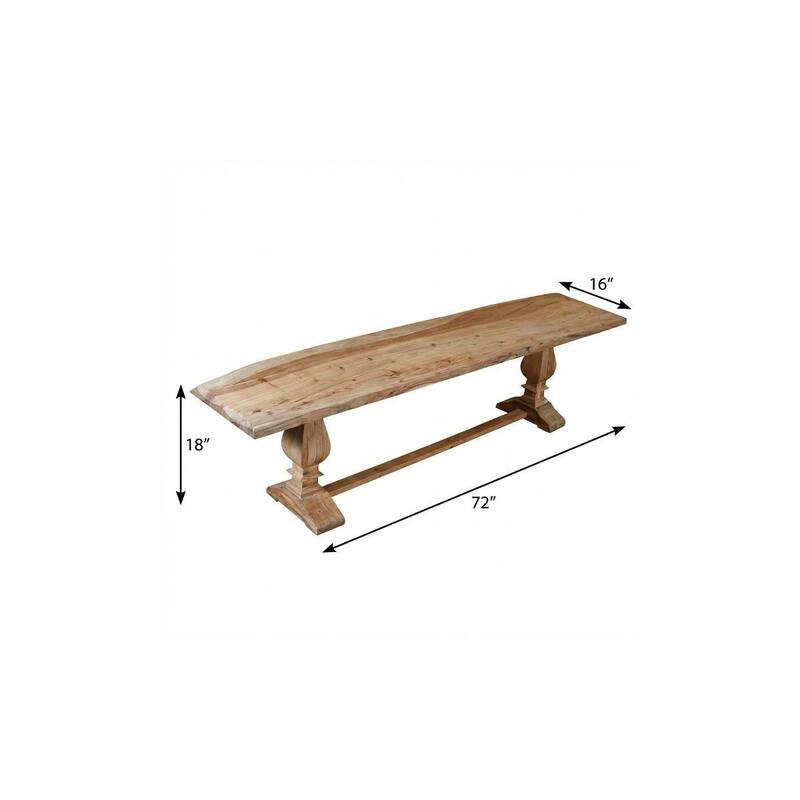 HomeRoots 72" Natural Solid Wood Distressed Dining Bench - 72.00 in. x 18.00 in. x 16.00 in.