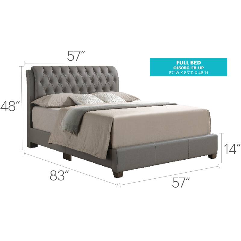 Stylish Full Bed in Light Grey Finish