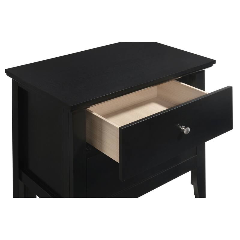 2-Drawer Wooden Rectangular Nightstand - 24" - Black