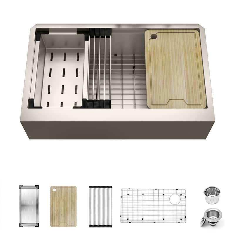 Sinber Farmhouse Apron Single Bowl 304 Stainless Steel Kitchen Sink