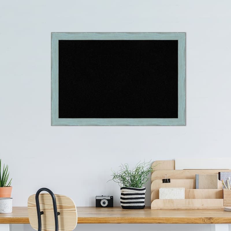 Sky Blue Rustic Wood Framed Black Corkboard Bulletin Board