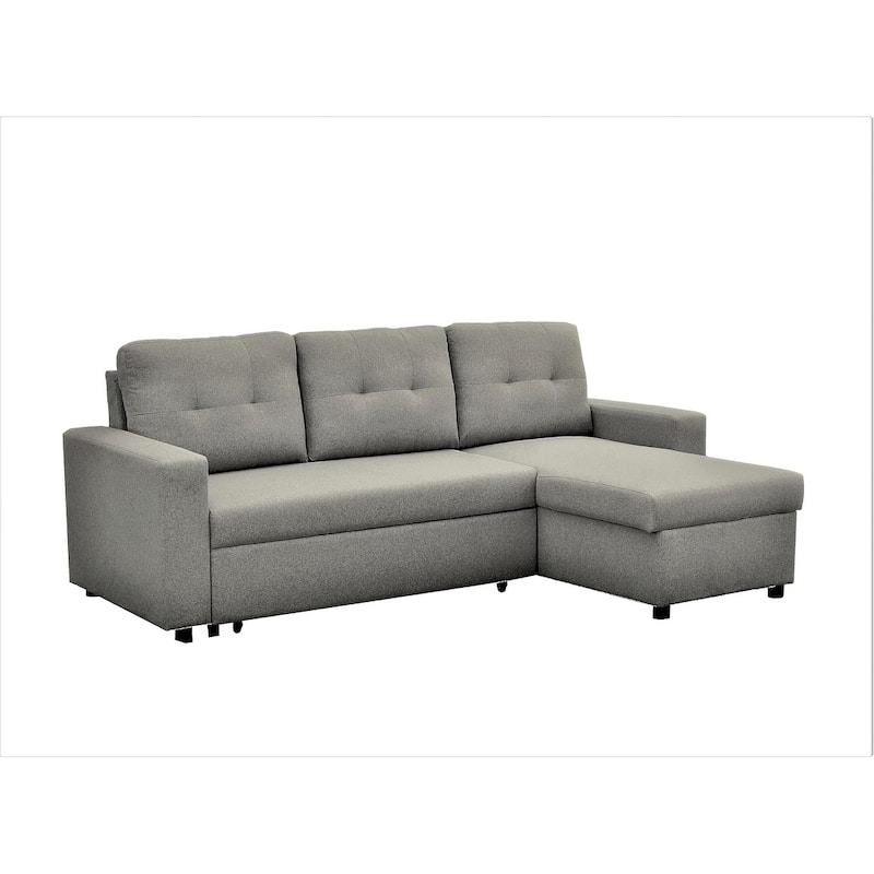 Convertible L-Shaped Sectional Sleeper Sofa Bed Stylish Apartment Furniture - Grey