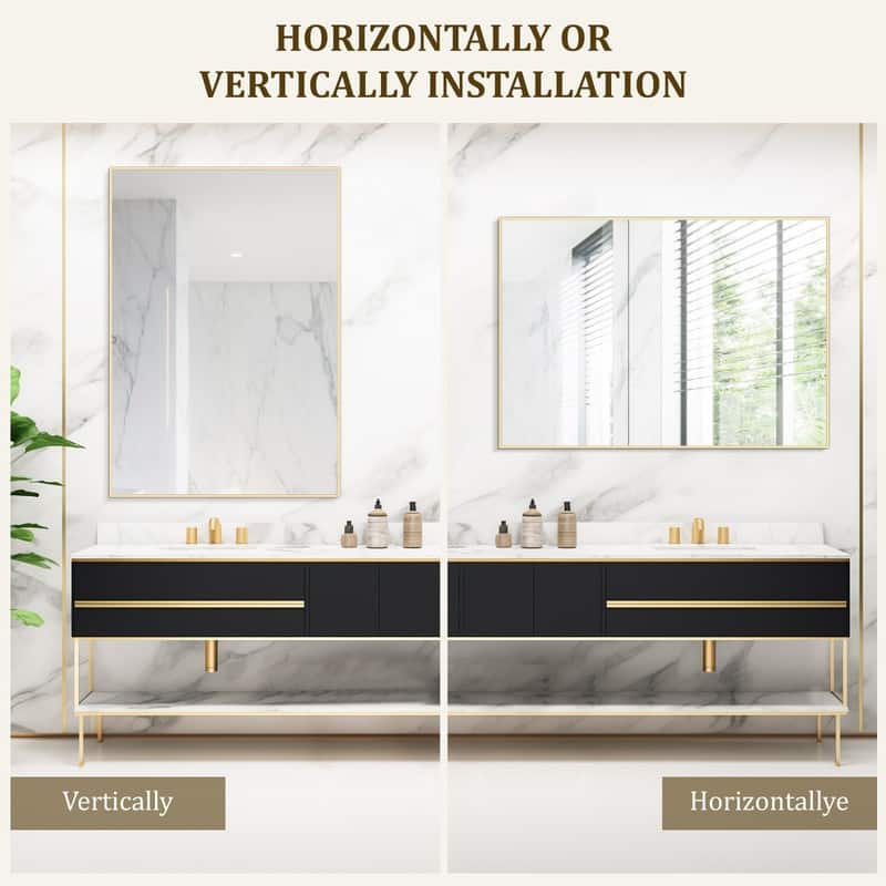 Gold Rectangular Durable Aluminum Frame Mirror