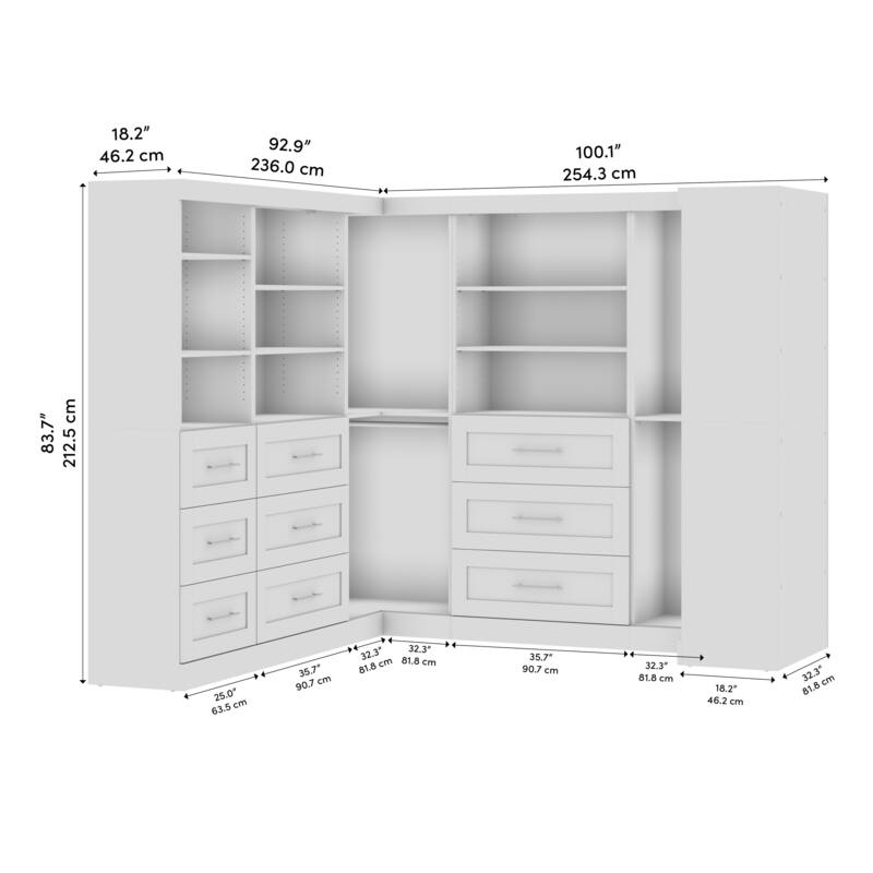 Pur by Bestar Optimum Corner Walk-In Closet Organizer Set